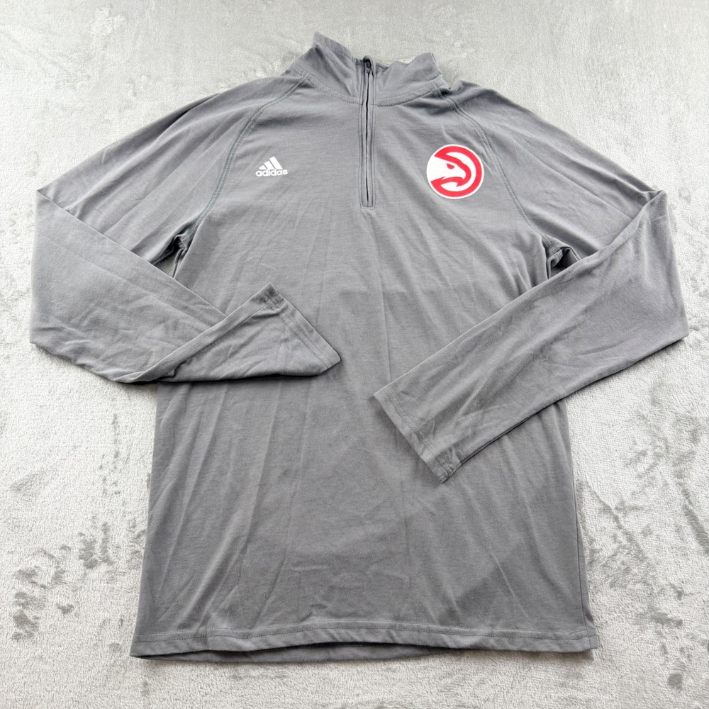 Adidas Atlanta Hawks Mens Small Quarter Zip Pullover Ultimate Tee Climalite Gray